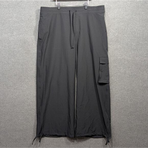 Old Navy Stretchtech Wide Leg Pants Womens Large Petite Cargo Pull On Quick Dry - Picture 1 of 13